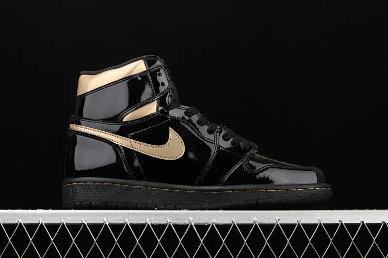 All categories Air Jordan Jordan series basketball shoes Air Jordan 1 High pure original version Air Jordan 1 High OG "Metallic Gold" AJ1 Joe 1 black gold patent leather 555088-032